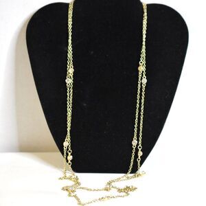 Smashing Double Layer Gold Tone Crystal Accents 34" Party Y2K Trendy Necklace